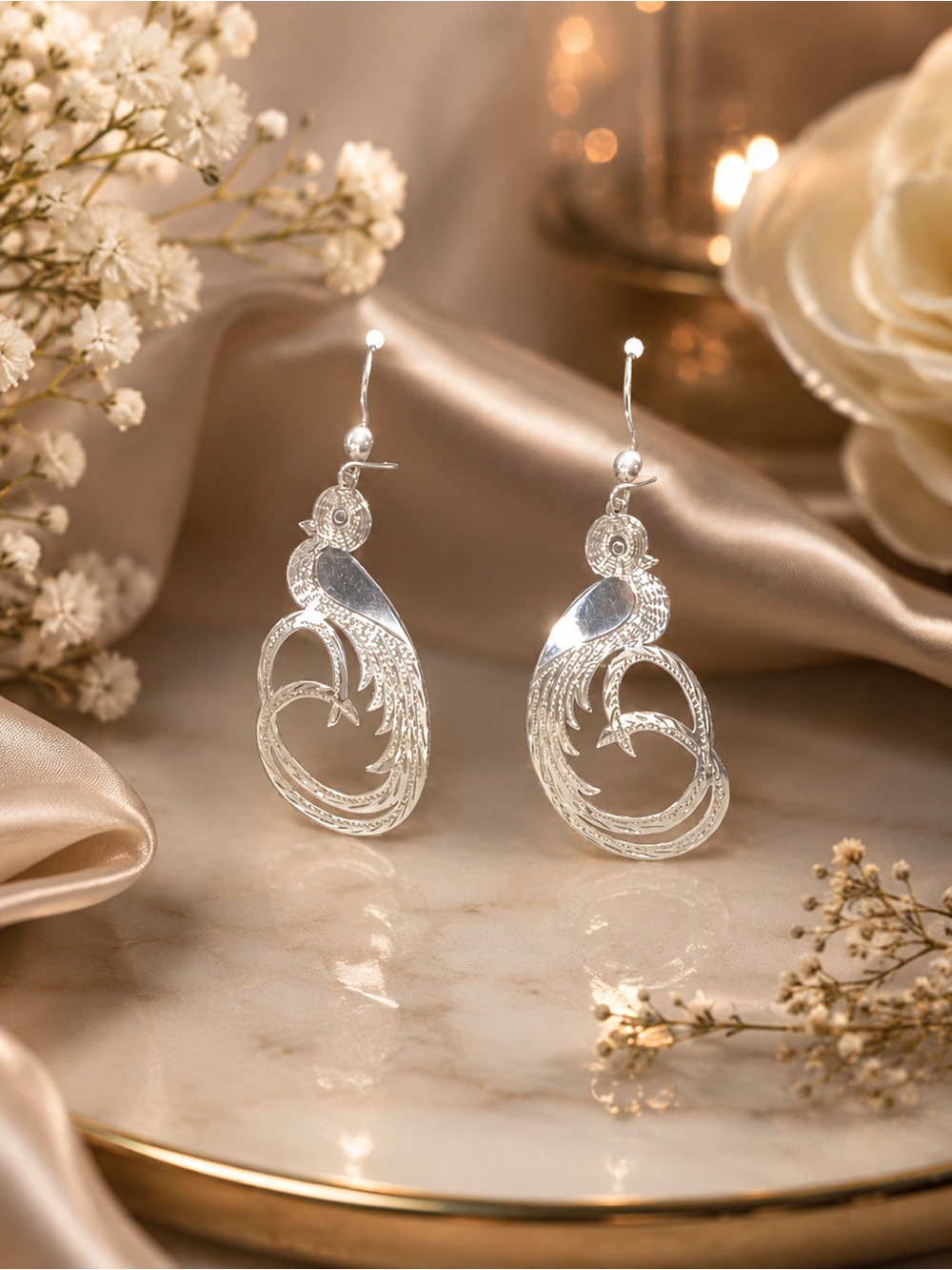 Handcrafted 925 Sterling Silver Quetzal Earrings | Guatemalan Craftsmanship